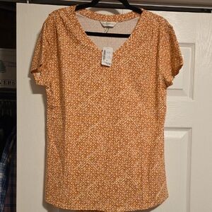 Christopher & Banks Orange Patterned Blouse